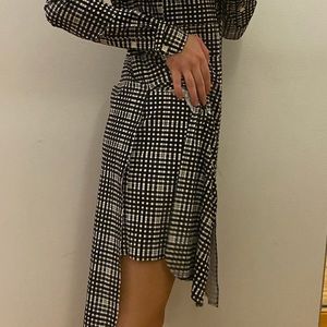 Lysse XS black and white plaid high low LS Dress